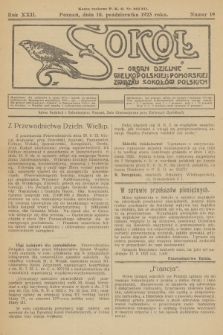 Sokół : organ Dzielnic Wielkopolskiej i Pomorskiej Związku Sokołów Polskich. R.22, 1923, nr 19