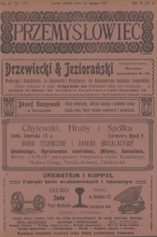 Przemysłowiec : tygodnik popularny dla spraw techniki i przemysłu. R.5, 1907, nr 8