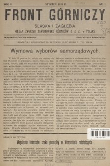 Front Górniczy Śląska i Zagłębia : organ Związku Zawodowego Górników Z. Z. Z. w Polsce. R.2, 1939, nr 1