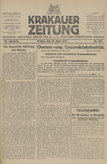 Krakauer Zeitung : zugleich amtliches Organ des K. U. K. Festungs-Kommandos. 1917, nr 102