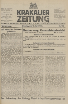 Krakauer Zeitung : zugleich amtliches Organ des K. U. K. Festungs-Kommandos. 1917, nr 106