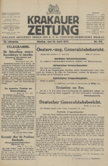 Krakauer Zeitung : zugleich amtliches Organ des K. U. K. Festungs-Kommandos. 1917, nr 119
