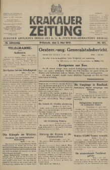 Krakauer Zeitung : zugleich amtliches Organ des K. U. K. Festungs-Kommandos. 1917, nr 121