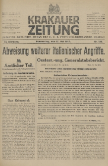 Krakauer Zeitung : zugleich amtliches Organ des K. U. K. Festungs-Kommandos. 1917, nr 136