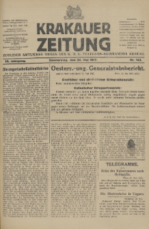 Krakauer Zeitung : zugleich amtliches Organ des K. U. K. Festungs-Kommandos. 1917, nr 143