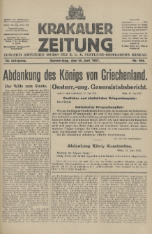 Krakauer Zeitung : zugleich amtliches Organ des K. U. K. Festungs-Kommandos. 1917, nr 164