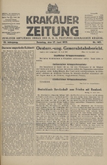 Krakauer Zeitung : zugleich amtliches Organ des K. U. K. Festungs-Kommandos. 1917, nr 167