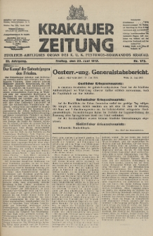Krakauer Zeitung : zugleich amtliches Organ des K. U. K. Festungs-Kommandos. 1917, nr 172