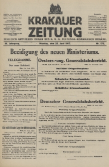 Krakauer Zeitung : zugleich amtliches Organ des K. U. K. Festungs-Kommandos. 1917, nr 175