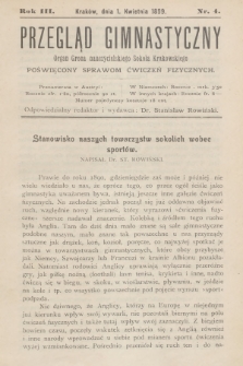 Przegląd Gimnastyczny : organ grona nauczycielskiego Sokoła Krakowskiego poświęcony sprawom ćwiczeń fizycznych. R.3, 1899, nr 4