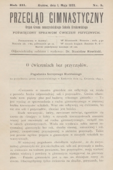 Przegląd Gimnastyczny : organ grona nauczycielskiego Sokoła Krakowskiego poświęcony sprawom ćwiczeń fizycznych. R.3, 1899, nr 5