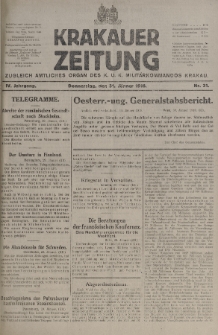 Krakauer Zeitung : zugleich amtliches organ K. u. K. Militär-Kommandos Krakau. 1918, nr 31