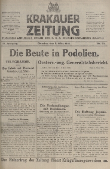 Krakauer Zeitung : zugleich amtliches organ K. u. K. Militär-Kommandos Krakau. 1918, nr 62