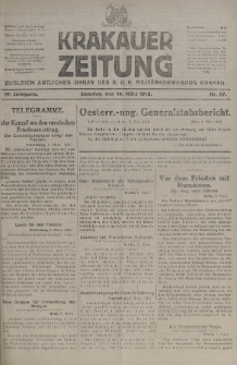 Krakauer Zeitung : zugleich amtliches organ K. u. K. Militär-Kommandos Krakau. 1918, nr 67