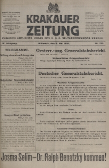 Krakauer Zeitung : zugleich amtliches organ K. u. K. Militär-Kommandos Krakau. 1918, nr 123