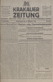 Krakauer Zeitung : zugleich amtliches organ K. u. K. Militär-Kommandos Krakau. 1918, nr 272