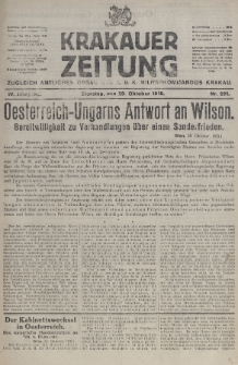 Krakauer Zeitung : zugleich amtliches organ K. u. K. Militär-Kommandos Krakau. 1918, nr 291