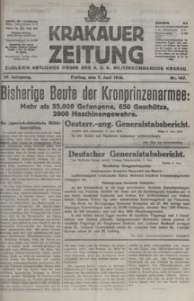 Krakauer Zeitung : zugleich amtliches organ K. u. K. Militär-Kommandos Krakau. 1918, nr [147]