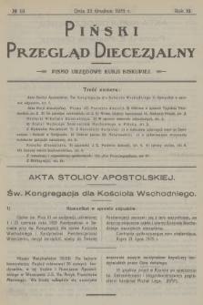 Piński Przegląd Diecezjalny : pismo urzędowe Kurji Biskupiej. R.11, 1935, no 10