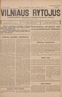 Vilniaus Rytojus : savaitinis politikos, visuomenės ir literatūros iliustruotas laikraštis : išeina šeštadieniais. 1929, nr 20