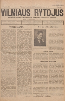 Vilniaus Rytojus : savaitinis politikos, visuomenės ir literatūros iliustruotas laikraštis : išeina šeštadieniais. 1929, nr 21