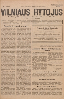 Vilniaus Rytojus : savaitinis politikos, visuomenės ir literatūros iliustruotas laikraštis : išeina šeštadieniais. 1929, nr 23