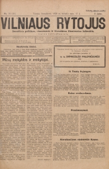 Vilniaus Rytojus : savaitinis politikos, visuomenės ir literatūros iliustruotas laikraštis : išeina šeštadieniais. 1929, nr 25