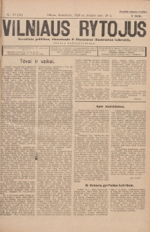 Vilniaus Rytojus : savaitinis politikos, visuomenės ir literatūros iliustruotas laikraštis : išeina šeštadieniais. 1929, nr 27