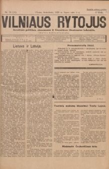 Vilniaus Rytojus : savaitinis politikos, visuomenės ir literatūros iliustruotas laikraštis : išeina šeštadieniais. 1929, nr 28
