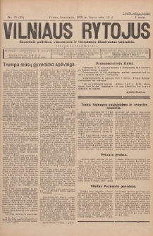Vilniaus Rytojus : savaitinis politikos, visuomenės ir literatūros iliustruotas laikraštis : išeina šeštadieniais. 1929, nr 29