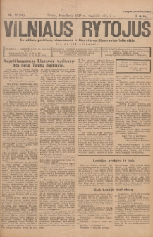 Vilniaus Rytojus : savaitinis politikos, visuomenės ir literatūros iliustruotas laikraštis : išeina šeštadieniais. 1929, nr 32