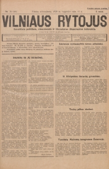 Vilniaus Rytojus : savaitinis politikos, visuomenės ir literatūros iliustruotas laikraštis : išeina šeštadieniais. 1929, nr 34