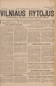 Vilniaus Rytojus : savaitinis politikos, visuomenės ir literatūros iliustruotas laikraštis : išeina trečiadieniais šeštadieniais. 1929, nr 45