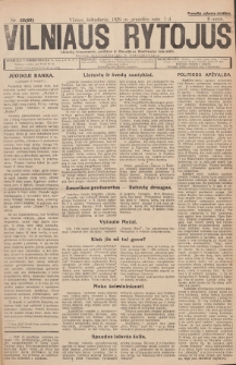 Vilniaus Rytojus : lietuvių visuomenės, politikos ir literatūros iliustruotas laikraštis : išeina trečiadieniais šeštadieniais. 1929, nr 62