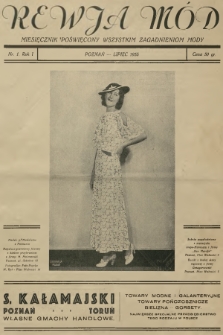 Rewja Mód : miesięcznik poświęcony wszystkim zagadnieniom mody. R.1, 1935, nr 1