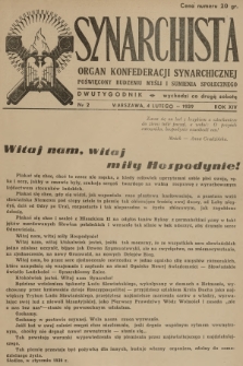 Synarchista : organ Konfederacji Synarchicznej poświęcony budzeniu myśli i sumienia społecznego. R.14, 1939, nr 2