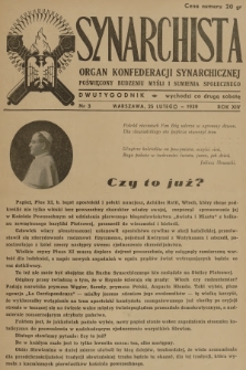 Synarchista : organ Konfederacji Synarchicznej poświęcony budzeniu myśli i sumienia społecznego. R.14, 1939, nr 3