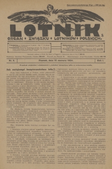 Lotnik : organ Związku Lotników Polskich. R.1, 1924, nr 8