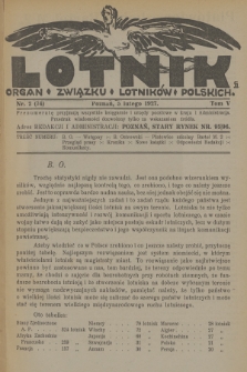 Lotnik : organ Związku Lotników Polskich. T.5, 1927, nr 2 (74)