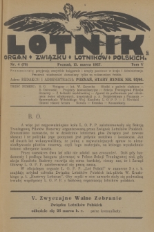 Lotnik : organ Związku Lotników Polskich. T.5, 1927, nr 4 (76)