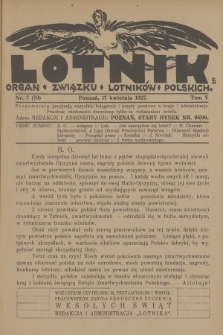 Lotnik : organ Związku Lotników Polskich. T.5, 1927, nr 7 (79)