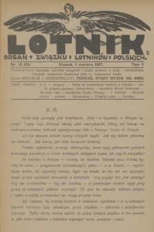 Lotnik : organ Związku Lotników Polskich. T.5, 1927, nr 10 (82)