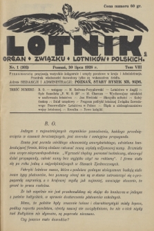 Lotnik : organ Związku Lotników Polskich. T.8, 1928, nr 1 (103)