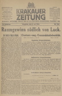 Krakauer Zeitung : zugleich amtliches Organ des K. U. K. Festungs-Kommandos. 1916, nr 184