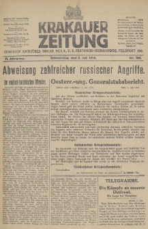 Krakauer Zeitung : zugleich amtliches Organ des K. U. K. Festungs-Kommandos. 1916, nr 186
