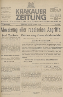Krakauer Zeitung : zugleich amtliches Organ des K. U. K. Festungs-Kommandos. 1916, nr 213