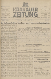Krakauer Zeitung : zugleich amtliches Organ des K. U. K. Festungs-Kommandos. 1916, nr 216