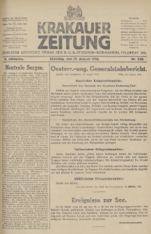 Krakauer Zeitung : zugleich amtliches Organ des K. U. K. Festungs-Kommandos. 1916, nr 226