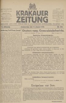 Krakauer Zeitung : zugleich amtliches Organ des K. U. K. Festungs-Kommandos. 1916, nr 228