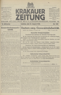 Krakauer Zeitung : zugleich amtliches Organ des K. U. K. Festungs-Kommandos. 1916, nr 230